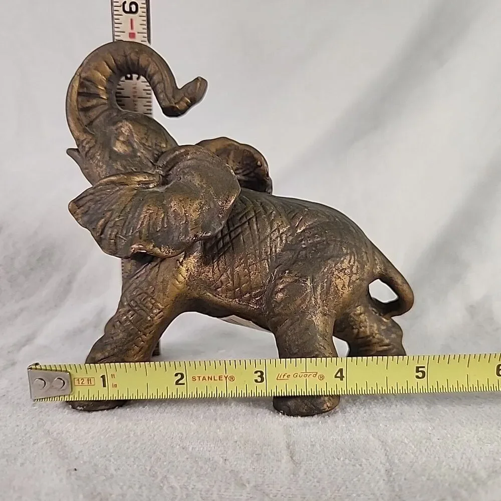Statue Elephant Brass Figurine Hollow Ceramic World Trunk Up 5.5